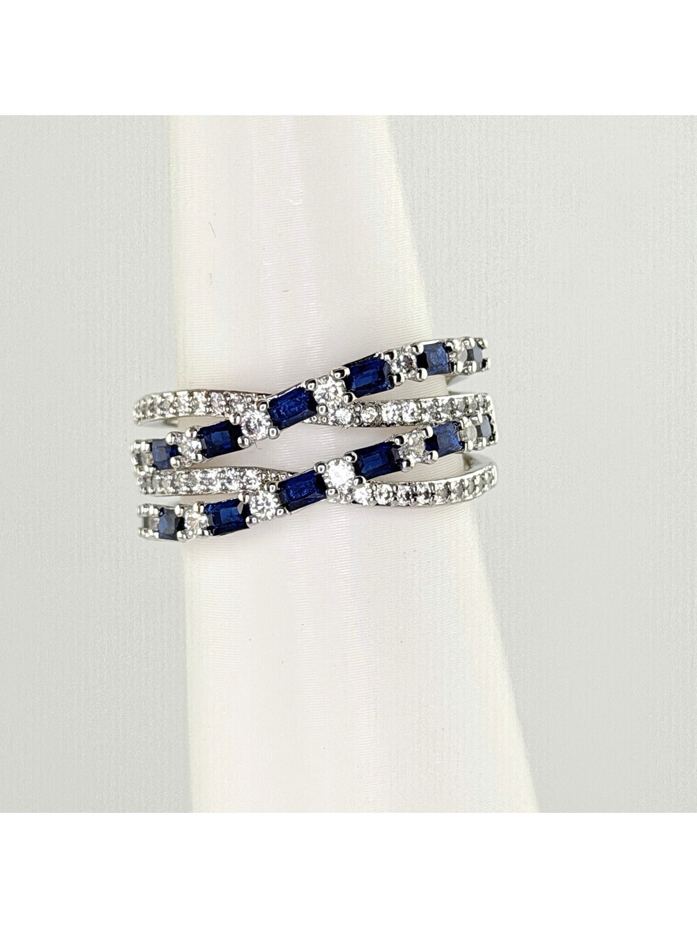 Bomb Party September Sz 9 “Tell Me You Love Me” Lab Created Sapphire on Rhodium